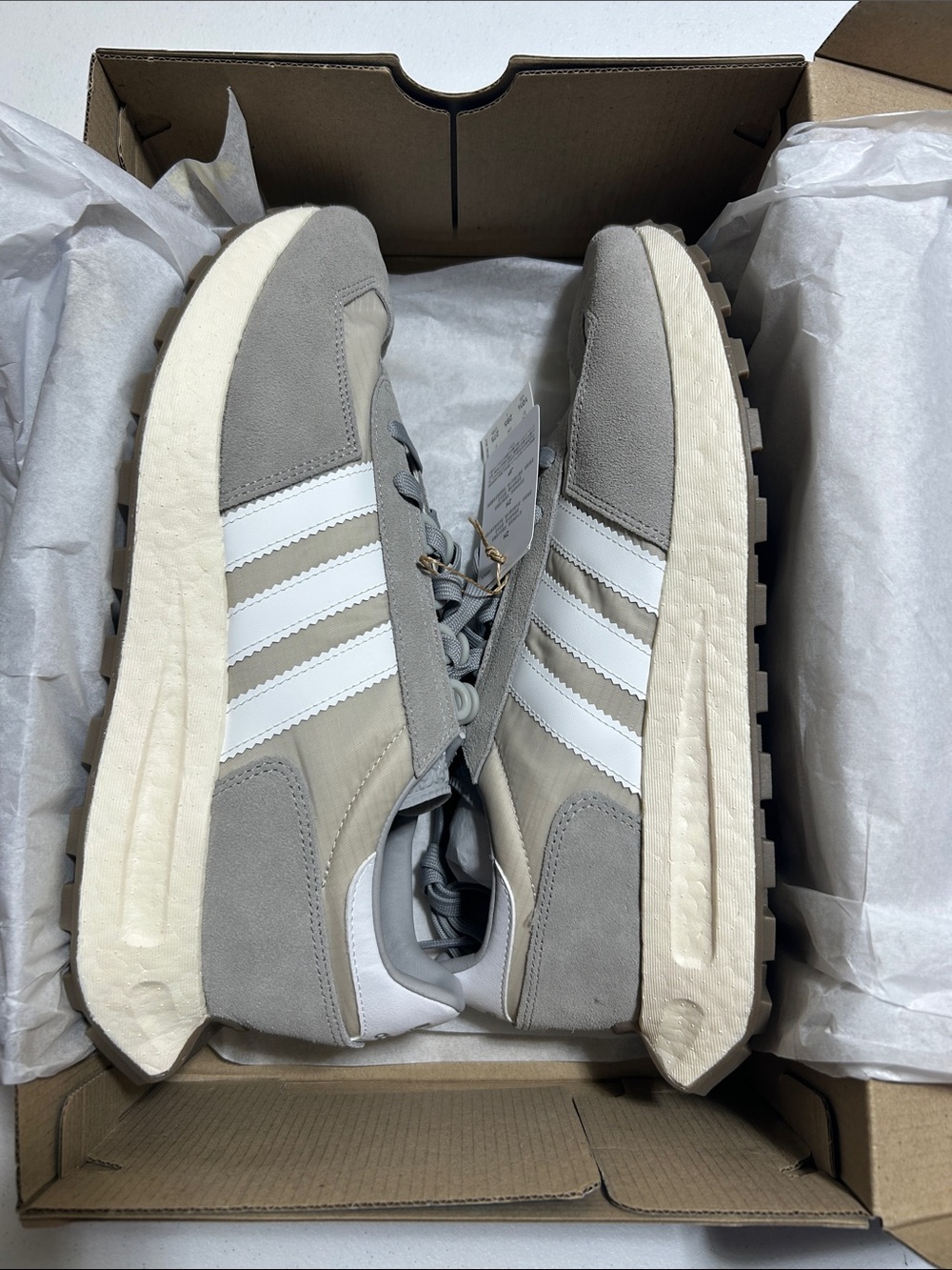 adidas Men’s Gray and White Retro-Style Runner Sneakers